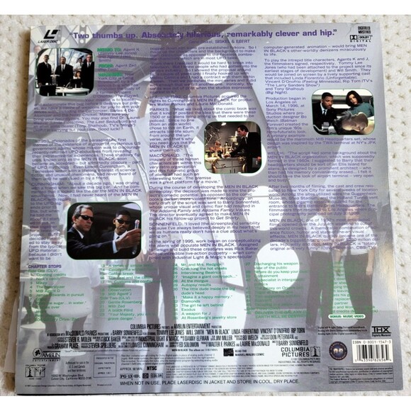 Vintage Men In Black Widescreen LD Laserdisc, 1997 - Picture 4 of 4